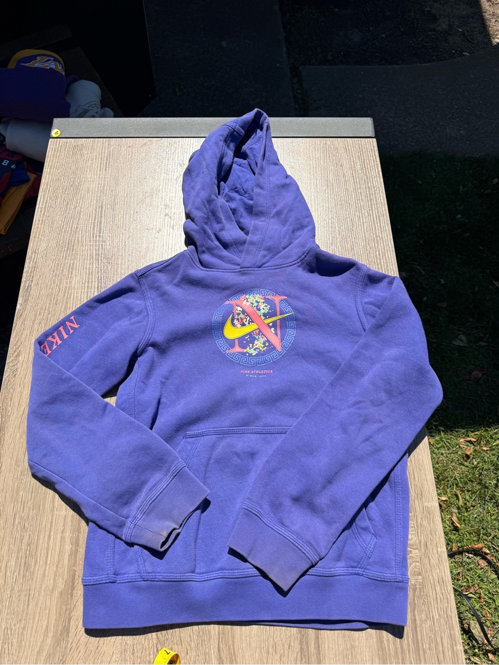 Nike Purple Pullover Hoodie with Multicolor Logo